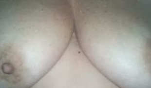 Non-professional wife of ally didn't mind flashing her big tits late at night