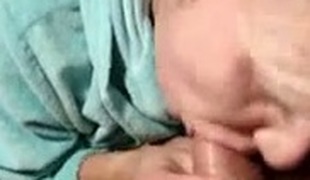 Blond haired wrinkled mature slut was engulfing weenie in advance of analfuck