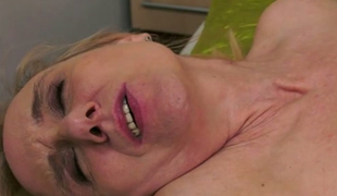 Old golden-haired bitch drilled hard in the stinky butthole