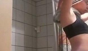 Enjoy hidden cam vid of amateur brunette taking shower