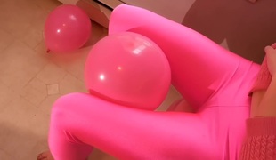 Spandex Angel - Pink balloons & spandex